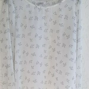 Black bird print open back Polly blouce